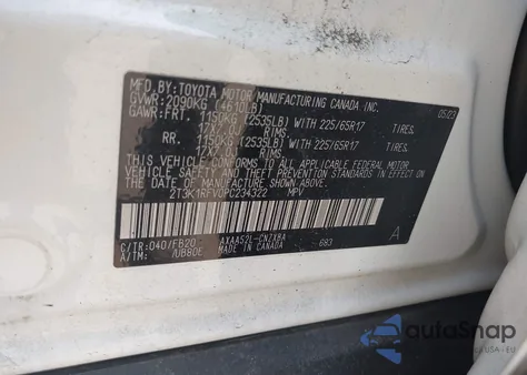 2023 Toyota Rav4 Le из США, поврежденный, VIN 2T3K1RFV0PC234322